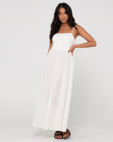 Woman wearing Coco Maxi Dress in White