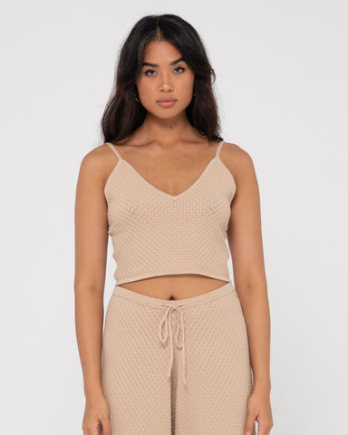 Woman wearing Florence Relaxed Fit Cami in Oatmilk