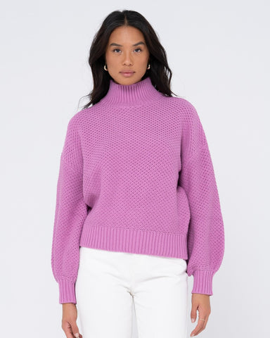 Woman wearing Marlow Chunky Knit in Violet