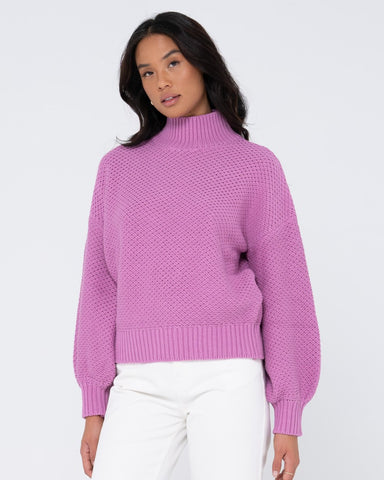 Woman wearing Marlow Chunky Knit in Violet