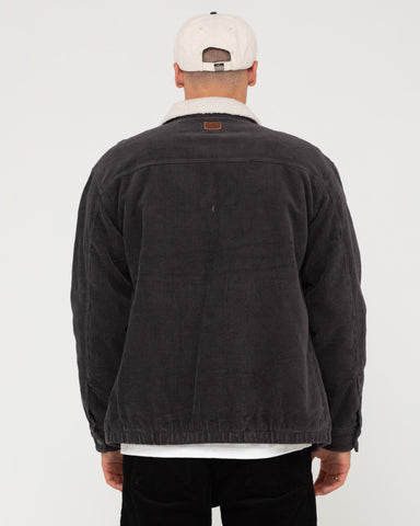 Man wearing Coup Cord Jacket in Coal 1