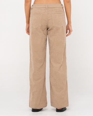 Woman wearing The Secret Low Rise Cord Pant in Oatmeal