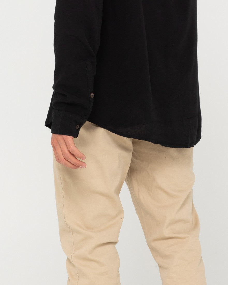 Razor Long Sleeve Rayon Shirt - Black