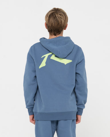 Boy wearing Competition Hooded Fleece Boys in China Blue/lime