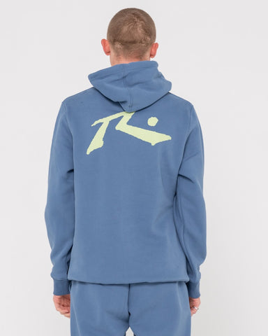 Man wearing Competition Hooded Fleece in China Blue/lime