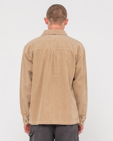 Man wearing V8 Coup Cord Jacket in Light Fennel
