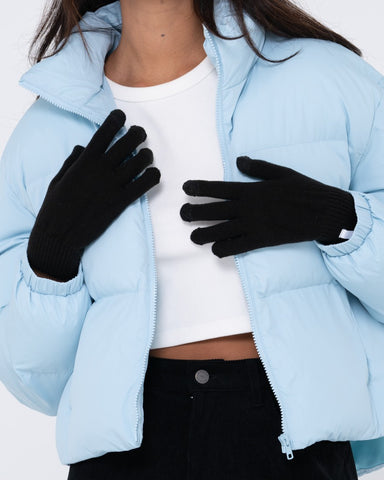 Womans Hold Up Gloves in Black