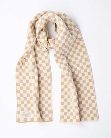 Womans Check Mate Scarf in Cream