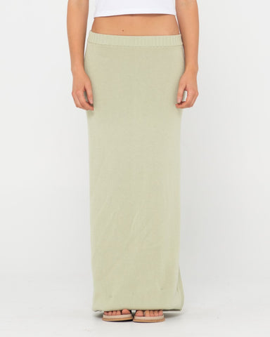 Woman wearing Margot Maxi Skirt in Lime