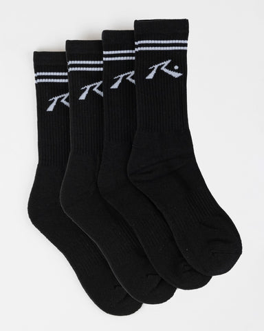Mens Comp Mid Calf 4-sock Pack in Black