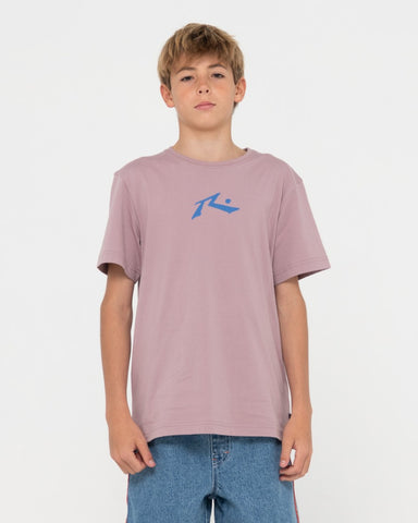 Boy wearing One Hit Cf Competition Ss Tee Boys in Elderberry/yonder Bl