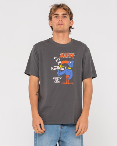 Man wearing Party Of One Short Sleeve Tee in Coal