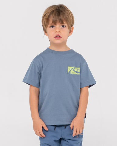 Boy wearing R Dot Short Sleeve Tee Runts in China Blue/lime