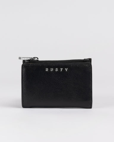 Womans Grace Compact Flap Wallet in Black