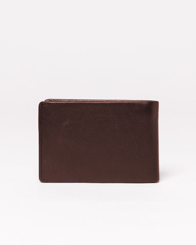 Mens Busted Leather Wallet in Dark Coffee