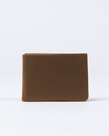 Mens Now Or Never Leather Wallet in Dark Tan