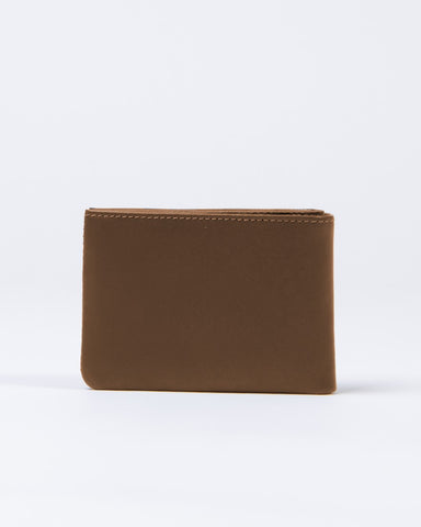 Mens Now Or Never Leather Wallet in Dark Tan